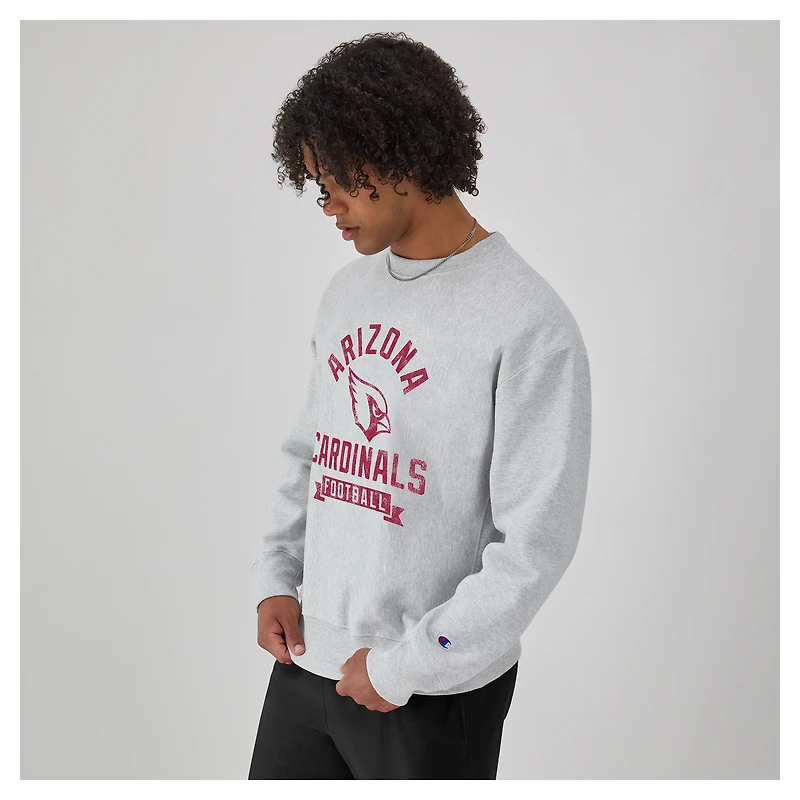 Sweat-shirt en molleton à tissage inversé Champion Heather Grey des Cardinals de l'Arizona pour homme