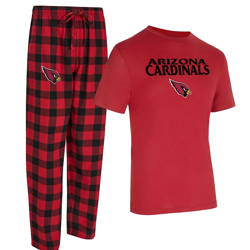 Ensemble t-shirt et pantalon en flanelle Avondale pour homme Concepts Sport Cardinal/Black des Arizona Cardinals