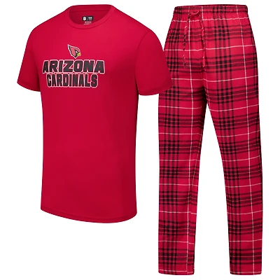 Ensemble de nuit pour homme Concepts Sport Cardinal/Black Arizona Cardinals Vector haut et pantalon en flanelle