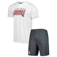 Ensemble de nuit T-shirt et short Downfield Arizona Cardinals Concepts Sport pour homme, anthracite/blanc