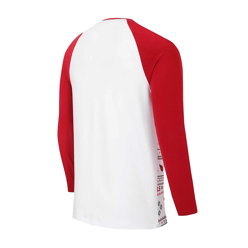 Ensemble de nuit pour hommes Concepts Sport blanc/Cardinal Arizona Cardinals Tinsel raglan T-shirt à manches longues et pantalon
