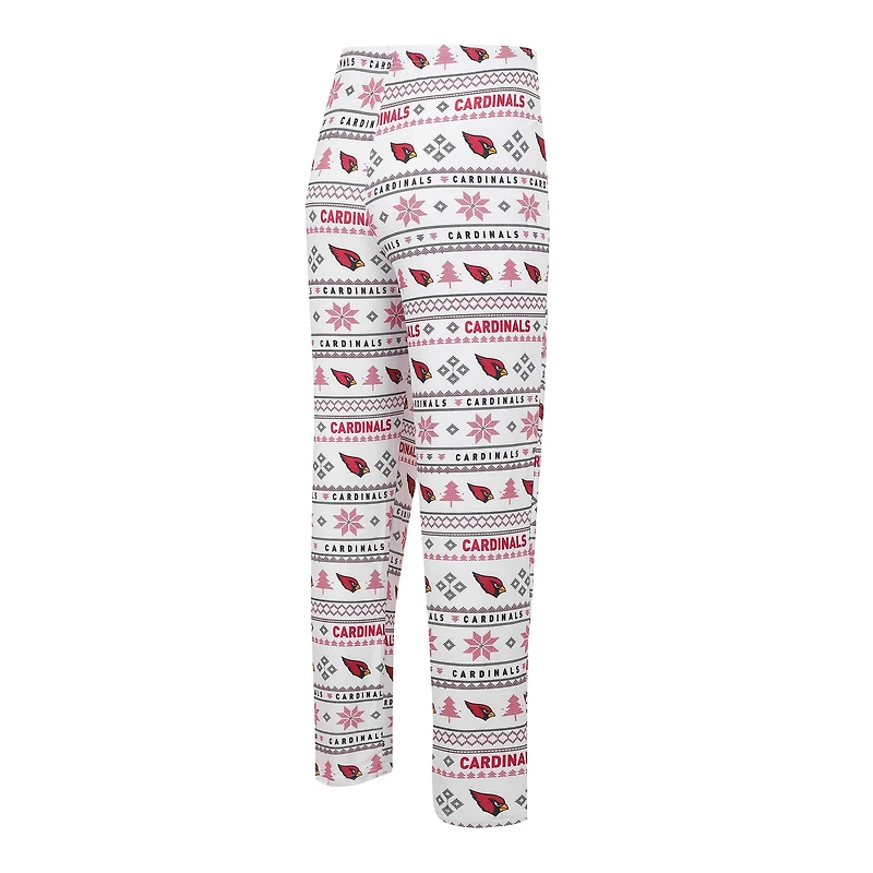 Ensemble de nuit pour hommes Concepts Sport blanc/Cardinal Arizona Cardinals Tinsel raglan T-shirt à manches longues et pantalon