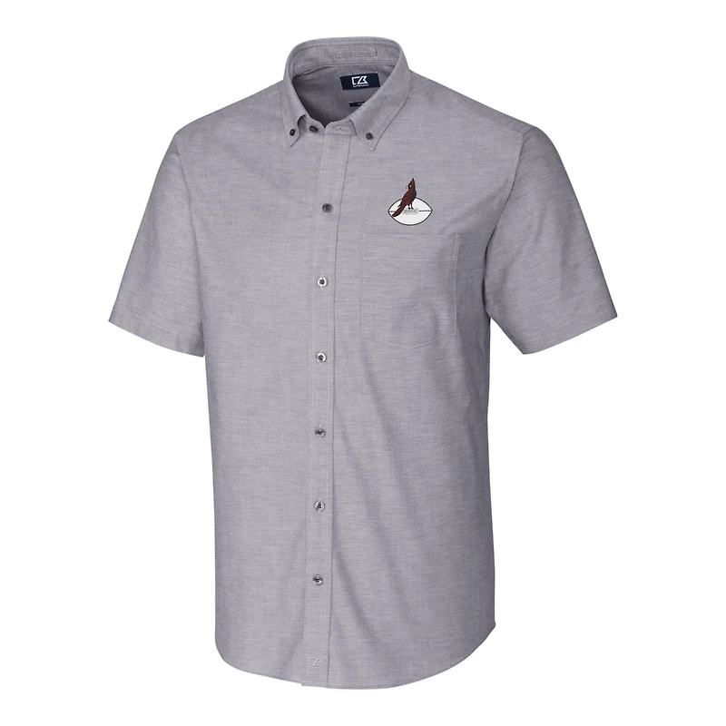 Chemise boutonnée à manches courtes et col boutonné pour homme, couleur anthracite, avec logo rétro des Cardinals de l'Arizona, coupeur buck, grande taille
