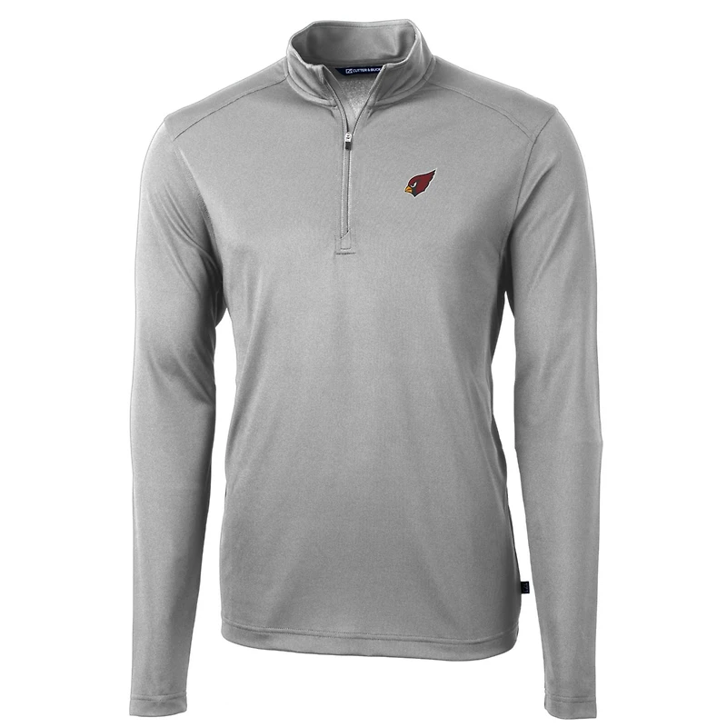 Veste à enfiler Virtue Eco Pique grise quart de zip pour homme, la collection Cutter & Buck des Cardinals l'Arizona, grande taille