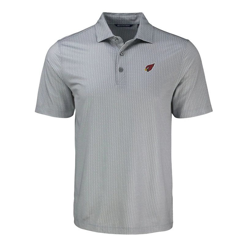 Men's Cutter & Buck Gray Arizona Cardinals Pike Eco Shadow Check Print Recycled Polo