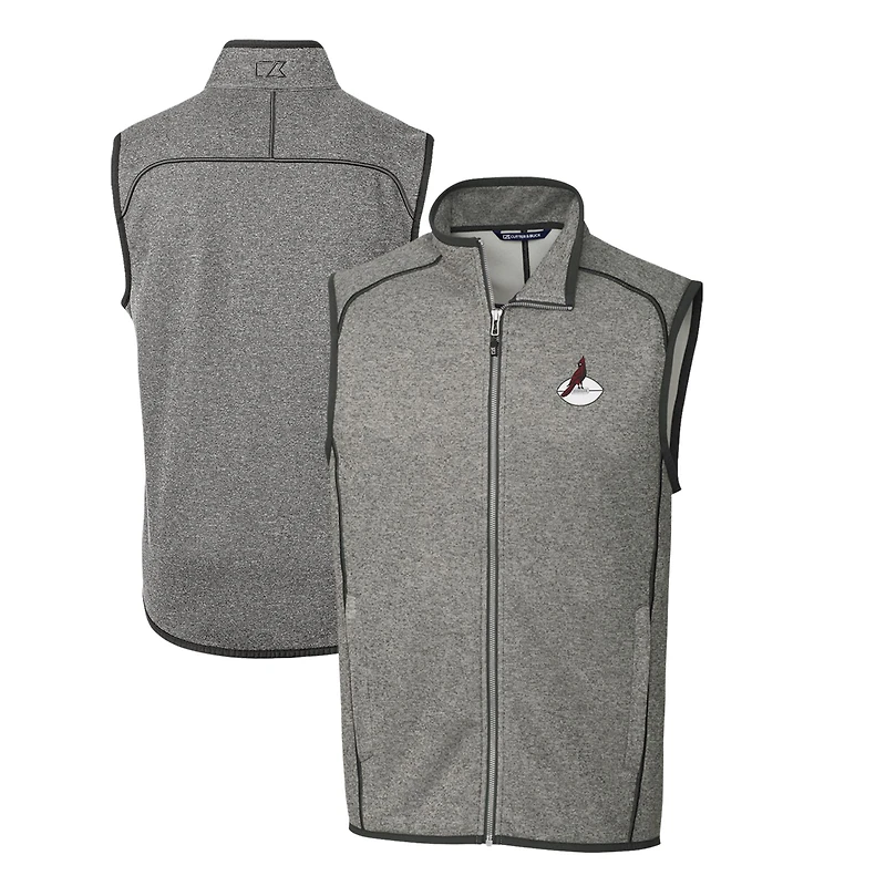 Pull-over en tricot gris chiné pour homme, coupe-vent et gilet zippé à logo rétro des Cardinals de l'Arizona, taille grande