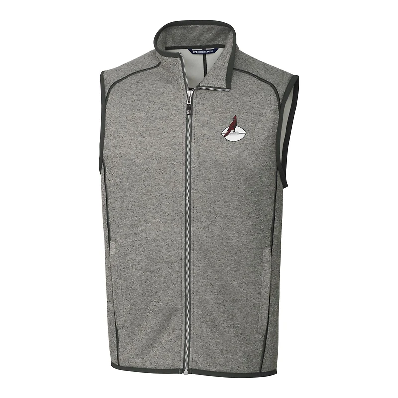 Pull-over en tricot gris chiné pour homme, coupe-vent et gilet zippé à logo rétro des Cardinals de l'Arizona, taille grande