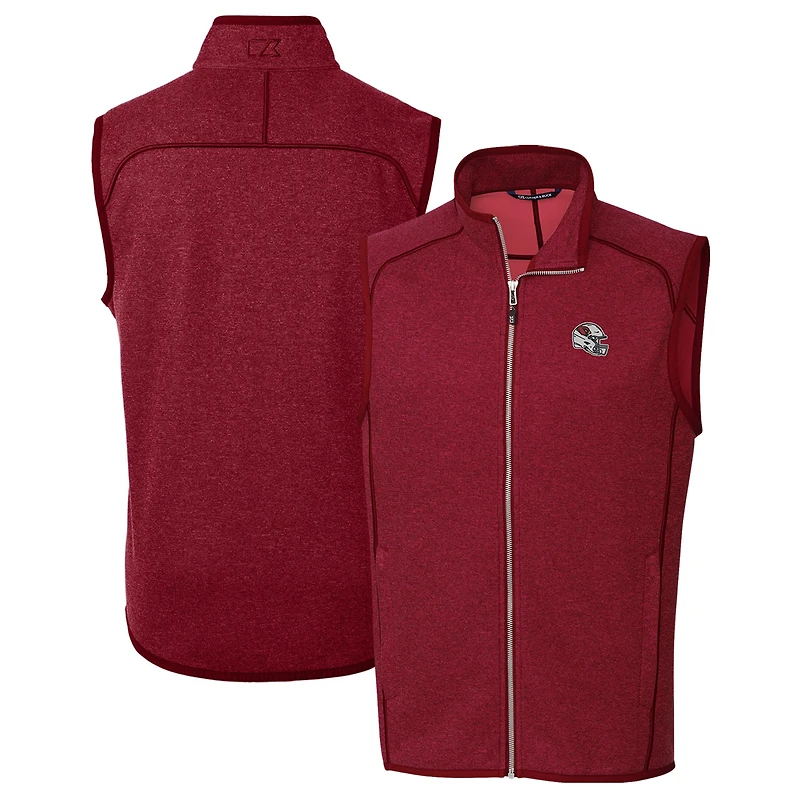 Men's Cutter & Buck Red Arizona Cardinals Helmet Mainsail Sweater Knit Fleece Full-Zip Vest