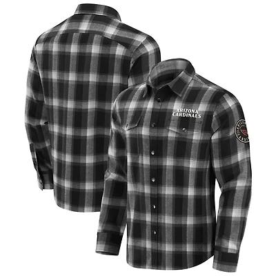 Men's Darius Rucker Collection by Fanatics Black Arizona Cardinals Flannel Plaid Full-Snap Shirt
