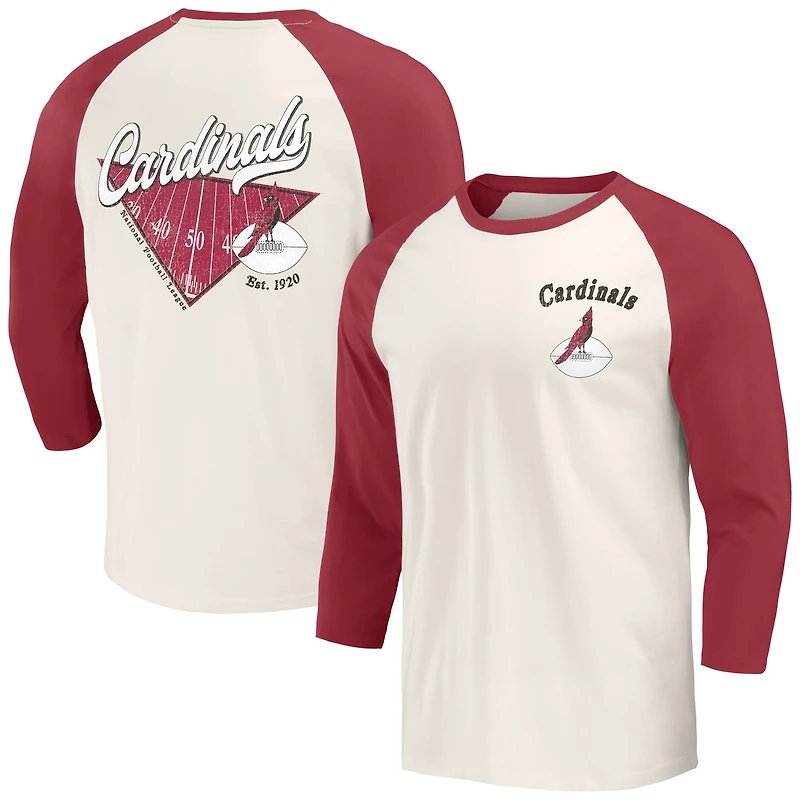 T-shirt manches raglan 3/4 pour homme, collection Darius Rucker par Fanatics, Cardinal/Blanc, Arizona Cardinals