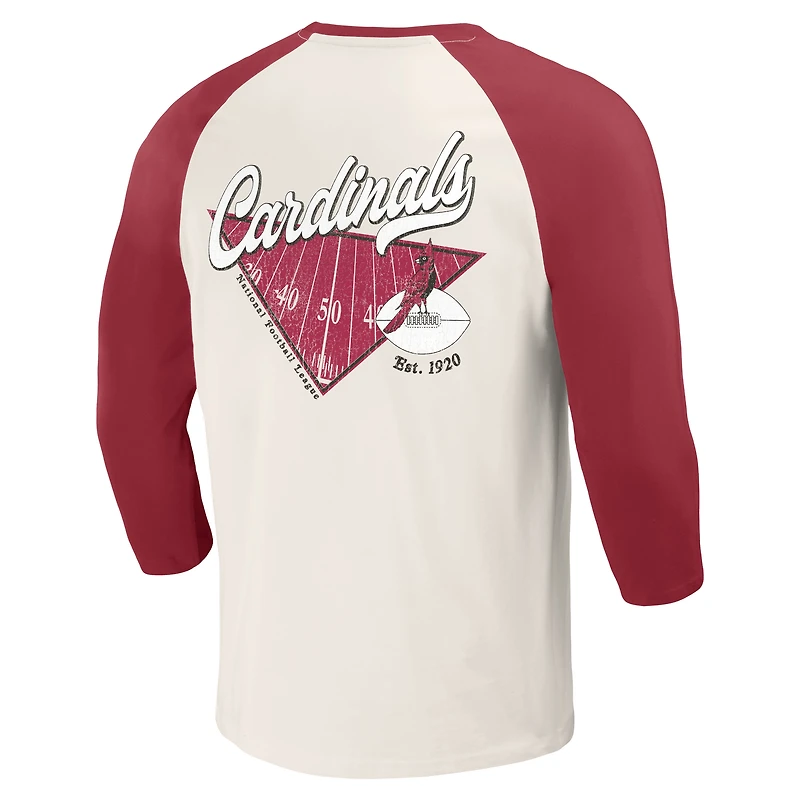 T-shirt manches raglan 3/4 pour homme, collection Darius Rucker par Fanatics, Cardinal/Blanc, Arizona Cardinals