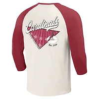 T-shirt manches raglan 3/4 pour homme, collection Darius Rucker par Fanatics, Cardinal/Blanc, Arizona Cardinals