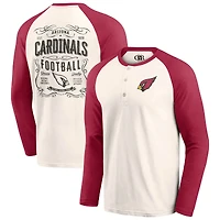 T-shirt Henley Raglan pour homme de la collection Darius Rucker Fanatics, couleur crème/cardinal, Arizona Cardinals