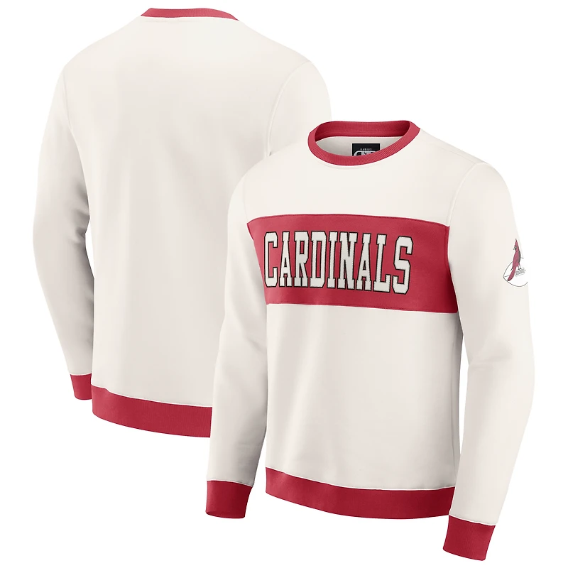 Sweat-shirt ras du cou colorblock crème des Cardinals de l'Arizona pour homme, collection Darius Rucker par Fanatics
