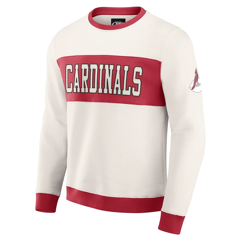 Sweat-shirt ras du cou colorblock crème des Cardinals de l'Arizona pour homme, collection Darius Rucker par Fanatics