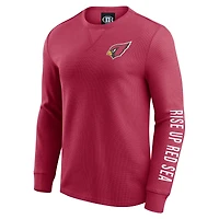 T-shirt à manches longues en tricot gaufré délavé pour homme de la collection Darius Rucker par Fanatics, rouge, Arizona Cardinals