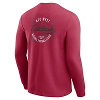 T-shirt à manches longues en tricot gaufré délavé pour homme de la collection Darius Rucker par Fanatics, rouge, Arizona Cardinals