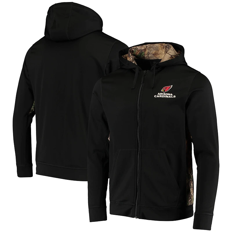 Sweat à capuche zippé Dunbrooke noir/camouflage Realtree Arizona Cardinals Decoy Tech Fleece pour homme