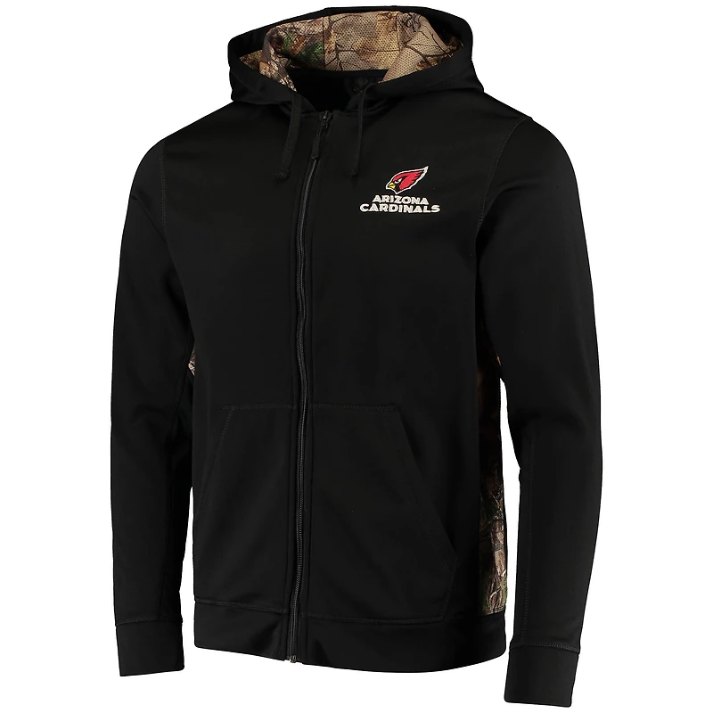 Sweat à capuche zippé Dunbrooke noir/camouflage Realtree Arizona Cardinals Decoy Tech Fleece pour homme