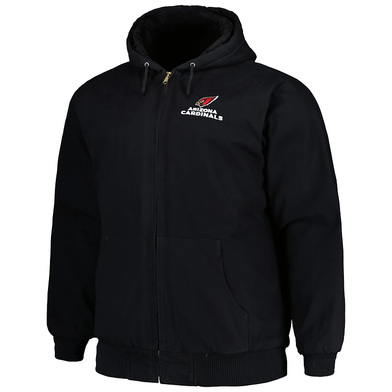 Men's Dunbrooke Black Arizona Cardinals Big & Tall Dakota Canvas Hoodie Full-Zip Jacket