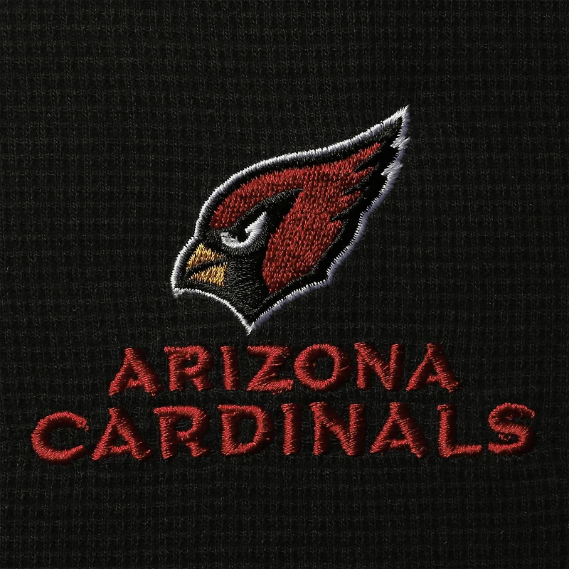 T-shirt à manches longues pour hommes Dunbrooke Arizona Cardinals Logo Maverick Thermal Henley noir