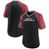 T-shirt à col en V raglan pour hommes Fanatics noir/Cardinal Arizona Cardinals Second Wind