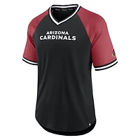 T-shirt à col en V raglan pour hommes Fanatics noir/Cardinal Arizona Cardinals Second Wind