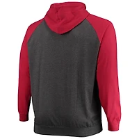 Sweat à capuche léger raglan Fanatics Cardinal/Heathered Charcoal pour hommes des Arizona Cardinals Big & Tall