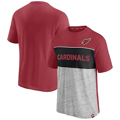 T-shirt color block Fanatics Cardinal/Heathered Grey Arizona Cardinals pour hommes