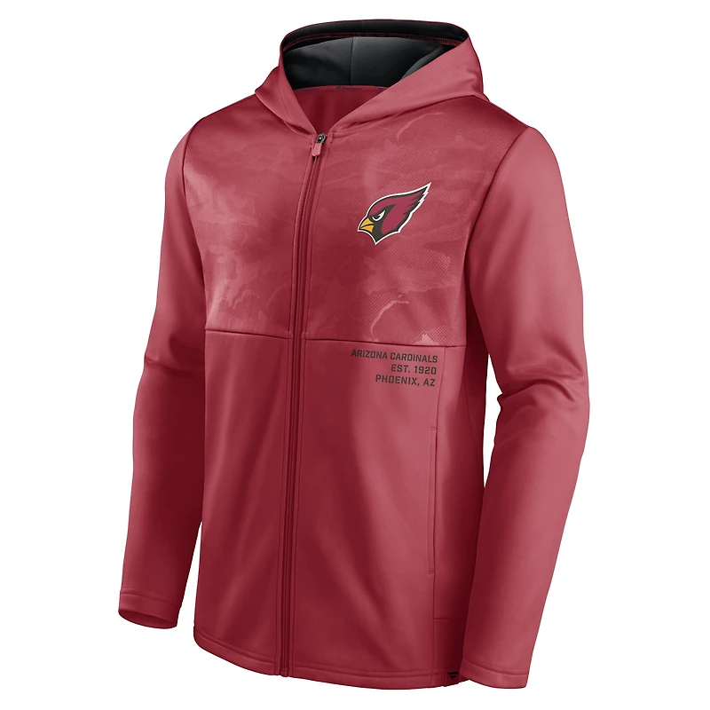 Veste à capuche entièrement zippée Fanatics Cardinal Arizona Cardinals Defender pour hommes