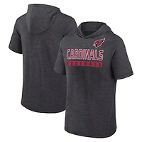 Sweat à capuche manches courtes Fanatics Heather Charcoal Arizona Cardinals pour homme