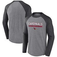T-shirt à manches longues raglan tri-blend gris chiné/anthracite pour hommes Fanatics Arizona Cardinals