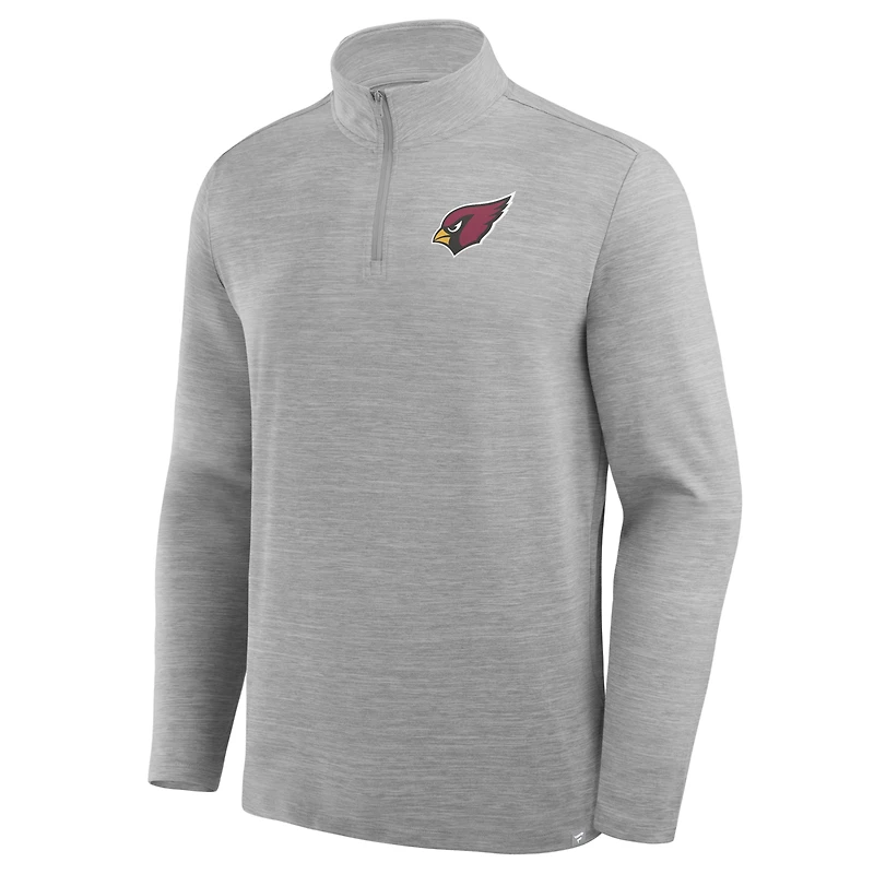 Men's Fanatics Heather Gray Arizona Cardinals Clutch Quarter-Zip Pullover