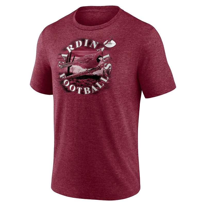 T-shirt tri-mélange Sporting Chance Heathered Cardinal des Cardinals de l'Arizona pour hommes