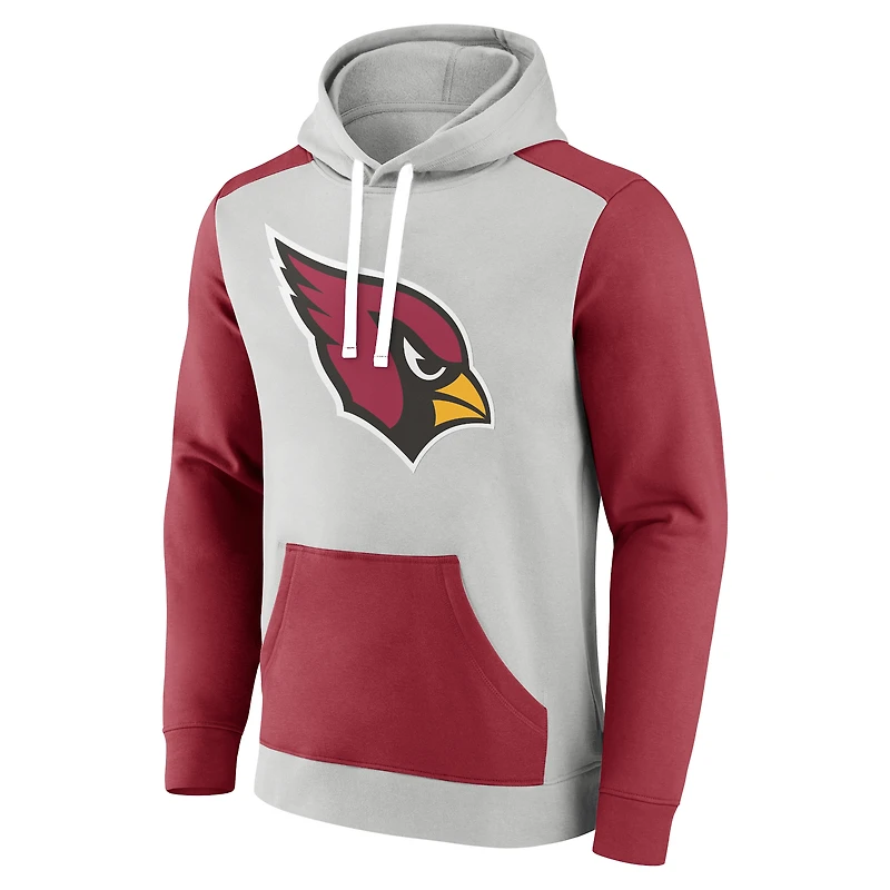 Sweat à capuche en polaire Fanatics Silver/Cardinal pour hommes des Cardinals de l'Arizona Big & Tall Team
