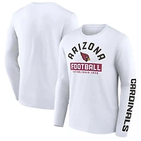 T-shirt blanc à manches longues Fanatics pour hommes des Cardinals de l'Arizona