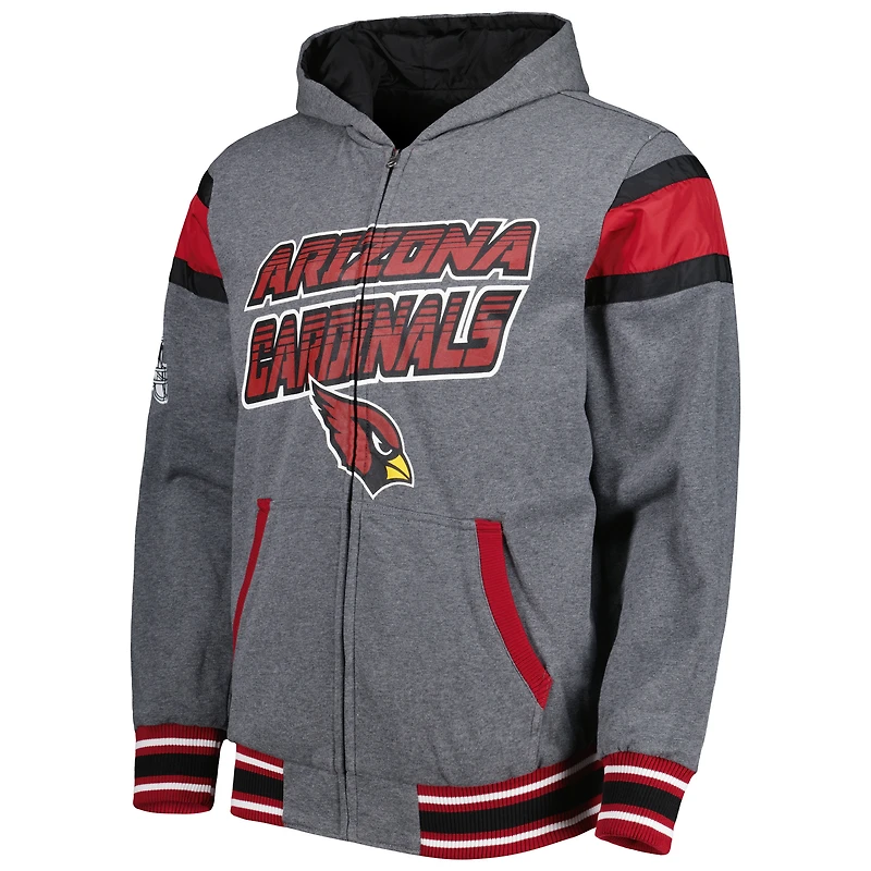 Men's G-III Sports by Carl Banks Cardinal/Gray Arizona Cardinals Extreme Full Back Reversible Hoodie Full-Zip Jacket