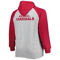 Veste à capuche raglan en polaire Big & Tall pour homme, gris chiné, Arizona Cardinals