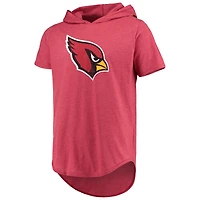 Majestic Threads Cardinal Arizona Cardinals Logo principal T-shirt à capuche en trois mélanges pour homme
