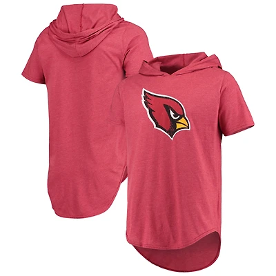 Majestic Threads Cardinal Arizona Cardinals Logo principal T-shirt à capuche en trois mélanges pour homme