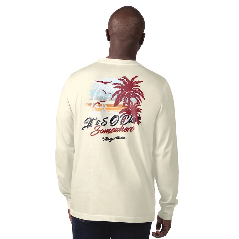 T-shirt à manches longues pour homme Margaritaville Cream Arizona Cardinals It's Five O'Clock Somewhere