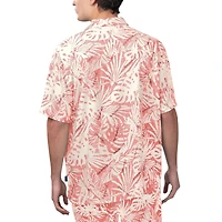 Men's Margaritaville Tan Arizona Cardinals Sand Washed Monstera Print Party Button-Up Shirt