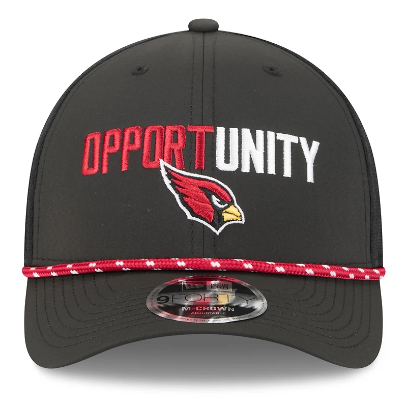 Casquette ajustable New Era Arizona Cardinals 2025 Inspire Change 9FORTY M-Crown noire pour homme
