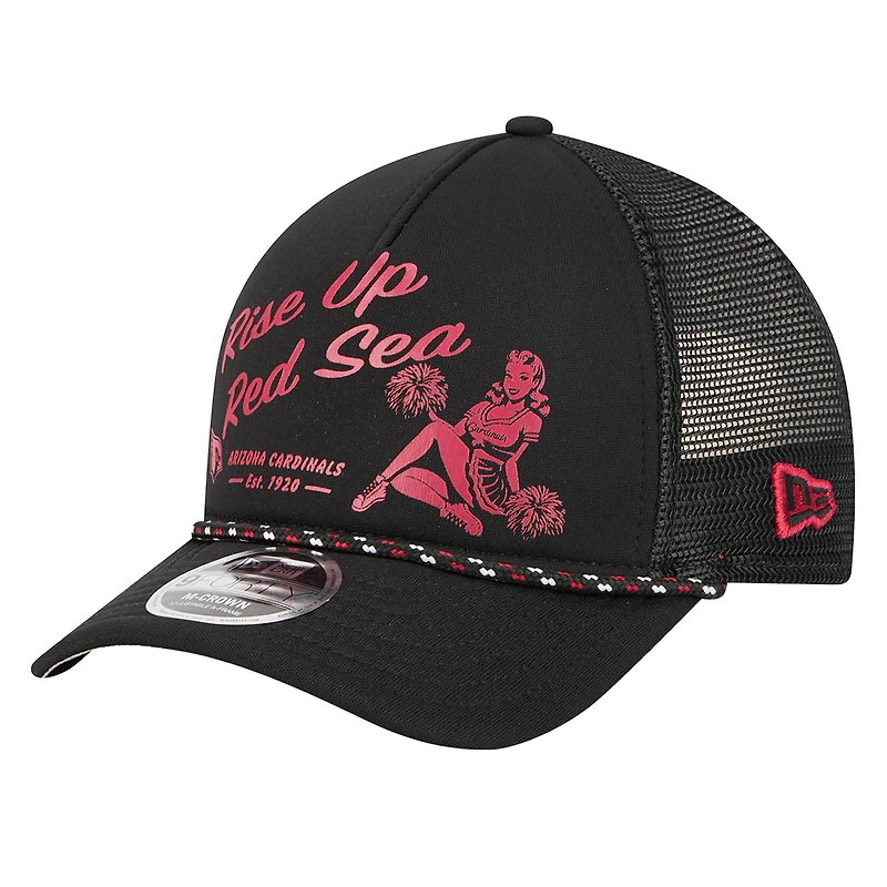 Casquette camionneur ajustable 9FORTY A-Frame M-Crown noire New Era pour homme, Arizona Cardinals, station-service