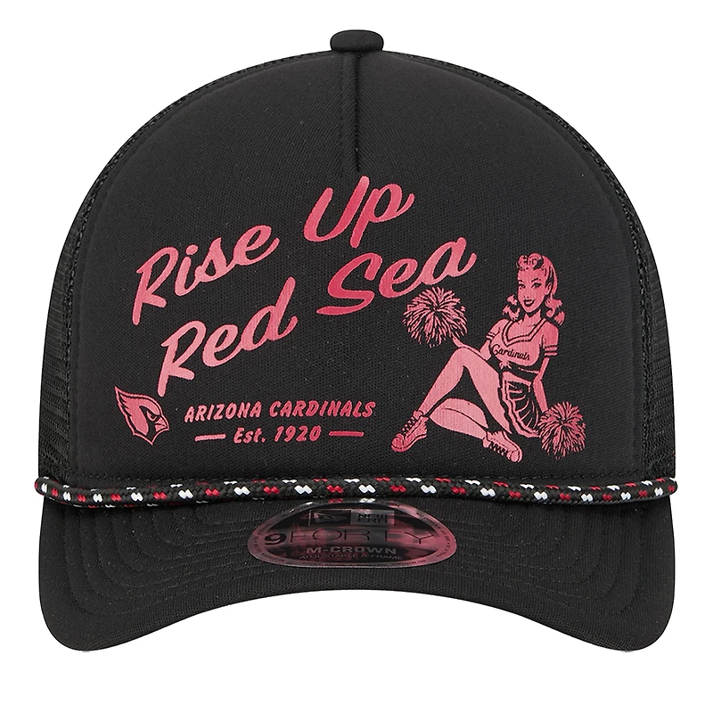 Men's New Era Black Arizona Cardinals Gas Station 9FORTY A-Frame M-Crown Adjustable Trucker Hat