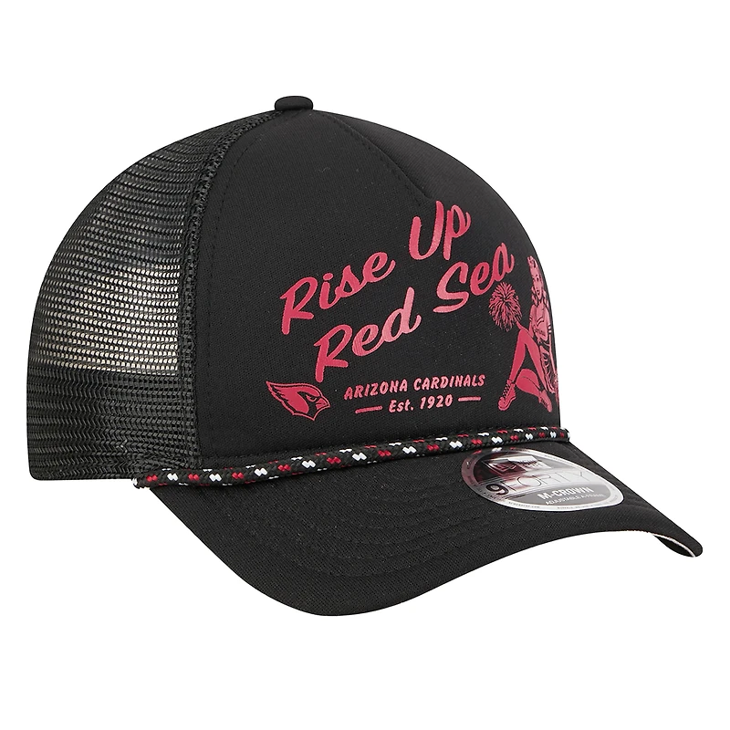 Casquette camionneur ajustable 9FORTY A-Frame M-Crown noire New Era pour homme, Arizona Cardinals, station-service