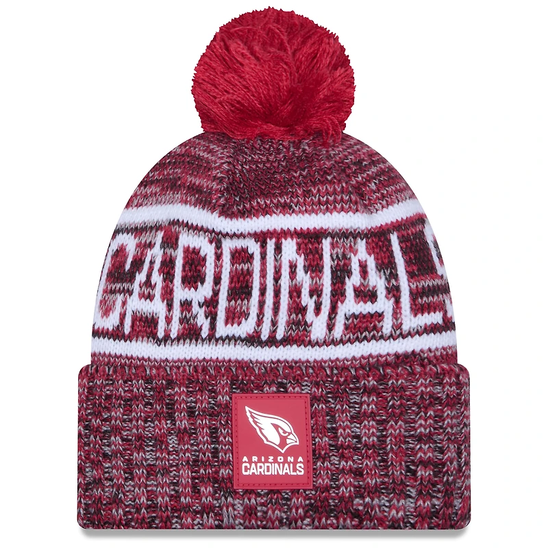 Men's New Era Cardinal Arizona Cardinals 2025 Sideline Cold Weather Cuffed Knit Hat with Pom