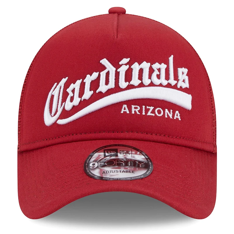 Casquette ajustable 9FORTY Cardinal Arizona Cardinals Caliber Trucker New Era pour homme