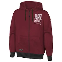 Sweat à capuche avec fermeture éclair intégrale et dos tombant New Era Cardinal Arizona Cardinals Combine Authentic pour homme