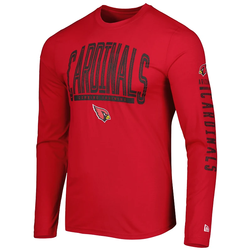T-shirt à manches longues pour homme Cardinal Arizona Cardinals Combine Authentic Home Stadium New Era